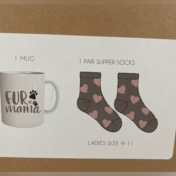 Fur Mama Coffee Cup and Fuzzy Gray and Pink Socks for Dog Owner Gift Set - Picture 5 of 11